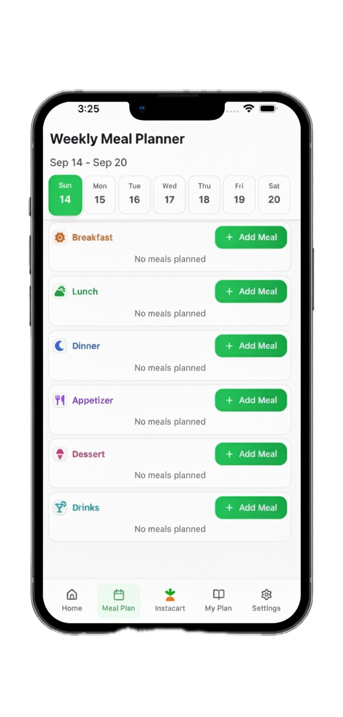 Plan2Table App Interface